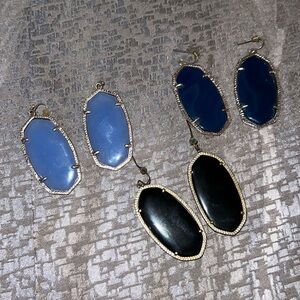 Kendra Scott earrings lot. Blue, black and light blue. Good condition 💙